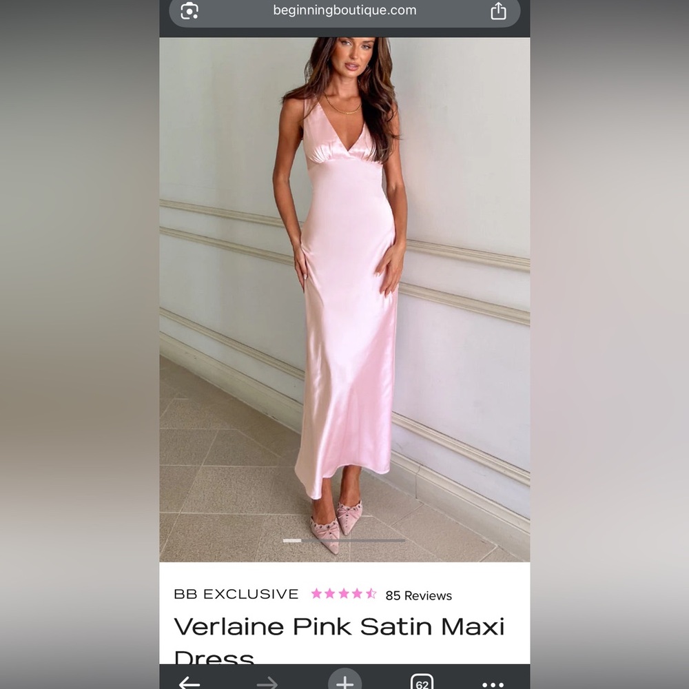 Beginning Boutique Blush Pink Satin Maxi Dress